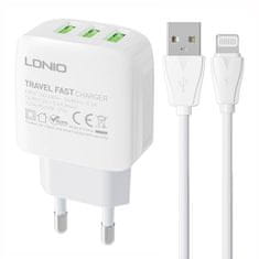 slomart omrežni polnilec ldnio a3312 3usb + kabel lightning