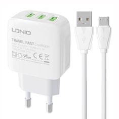 slomart omrežni polnilec ldnio a3312 3usb + kabel microusb