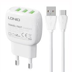 slomart omrežni polnilec ldnio a3315 3usb + kabel usb-c