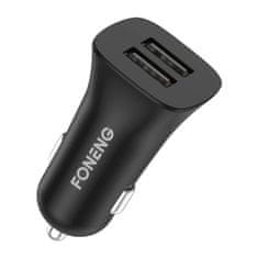 Foneng polnilec za avto c07, 2x usb, 2,4a (črn)