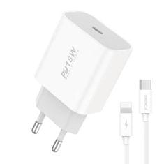 Foneng EU23 omrežni polnilnik, 18 W, 1x kabel USB + Type-C z Lightning