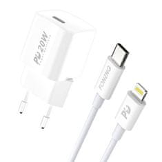 Foneng omrežni polnilec eu38, 1x kabel usb + usb c do lightning