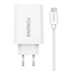 Foneng EU43 omrežni polnilnik, 1x kabel USB + USB C