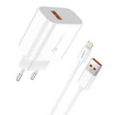 Foneng eu46 omrežni polnilec, 1x usb, qc 3.0 + usb lightning kabel - odprodaja