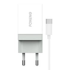 Foneng K210 omrežni polnilec, 1xUSB + USB C kabel 1m