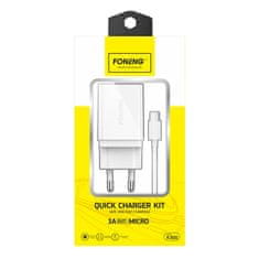 Foneng omrežni polnilnik k300, 1x usb + usb micro kabel