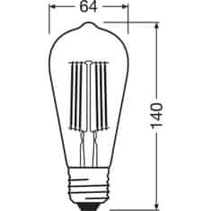 LEDVANCE LED žarnica E27 ST64 4W = 60W 840lm 3000K Topla bela 320° Filament 