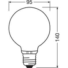 LEDVANCE LED žarnica E27 G95 4W = 60W 840lm 3000K Topla bela 320°