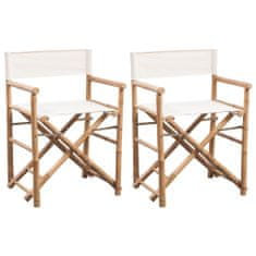 Vidaxl Zložljivi režiserski stoli 2 kosa bambus in platno