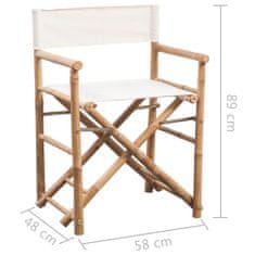 Vidaxl Zložljivi režiserski stoli 2 kosa bambus in platno