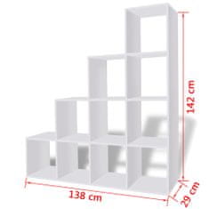 Vidaxl Stopničasta knjižna omara/ razstavna polica 142 cm bela