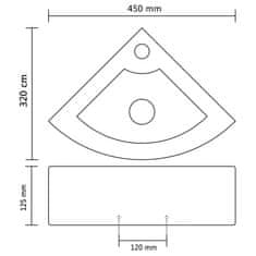 Vidaxl Umivalnik z odprtino za odtekanje 45x32x12,5 cm črn