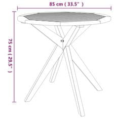 Vidaxl Vrtna miza 85x85x75 cm trden akacijev les