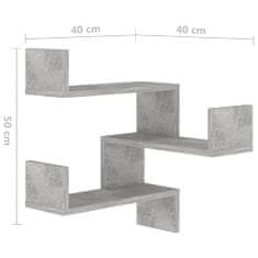 Vidaxl Stenska kotna polica betonsko siva 40x40x50 cm iverna plošča