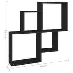 Vidaxl Stenska polica kockasta bela 80x15x78,5 cm inženirski les