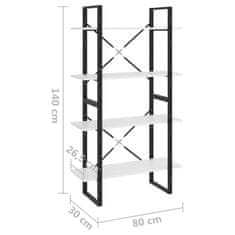 Vidaxl Knjižna omara 4-nadstropna bela 80x30x140 cm iverna plošča