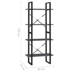 Vidaxl Knjižna omara 4-nadstropna siva 60x30x140 cm trdna borovina