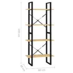 Vidaxl Knjižna omara 4-nadstropna 60x30x140 cm trdna borovina