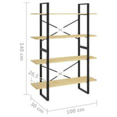 Vidaxl Knjižna omara 4-nadstropna 100x30x140 cm trdna borovina