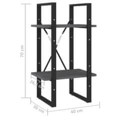 Vidaxl Knjižna omara 2-nadstropna siva 40x30x70 cm trdna borovina