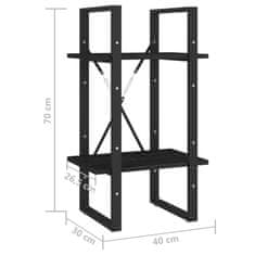 Vidaxl Knjižna omara 2-nadstropna črna 40x30x70 cm trdna borovina