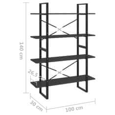 Vidaxl Knjižna omara 4-nadstropna siva 100x30x140 cm iverna plošča