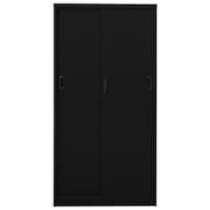 Vidaxl Pisarniška omara z drsnimi vrati črna 90x40x180 cm jeklo