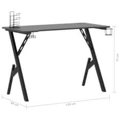 Vidaxl Gaming miza z nogami Y-oblike črna 110x60x75 cm