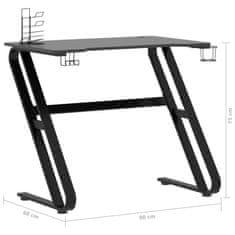 Vidaxl Gaming miza z nogami ZZ-oblike črna 90x60x75 cm