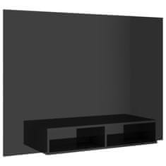 Vidaxl Stenska TV omarica visok sijaj črna 135x23,5x90 cm inž. les