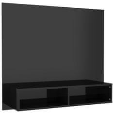 Vidaxl Stenska TV omarica visok sijaj črna 102x23,5x90 cm inž. les