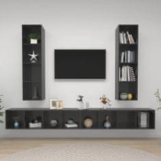 Vidaxl Stenska TV omarica 4 kosi visok sijaj sive barve iverna plošča