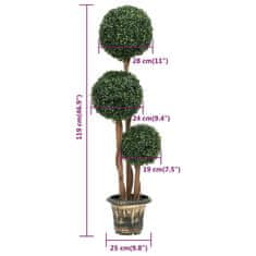 Vidaxl Umetni pušpan z loncem okrogel zelene barve 119 cm