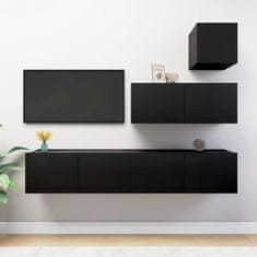 Vidaxl Komplet TV omaric 4-delni črna inženirski les