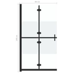 Vidaxl Zložljiva pregrada za tuš delno mlečno ESG steklo 80x190 cm