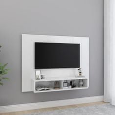 Vidaxl Stenska TV omarica visok sijaj bela 120x23,5x90 cm inž. les