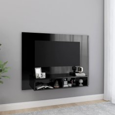Vidaxl Stenska TV omarica visok sijaj črna 120x23,5x90 cm inž. les