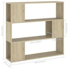 Vidaxl Knjižna omara za razdelitev prostora sonoma hrast 100x24x94 cm