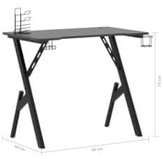 Vidaxl Gaming miza z nogami Y-oblike črna 90x60x75 cm