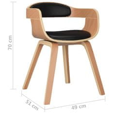 Vidaxl Jedilni stol 2 kosa črn ukrivljen les in umetno usnje