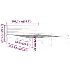 Vidaxl Posteljni okvir iz trdne borovine 160x200 cm medeno rjav