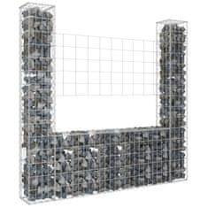 Vidaxl Gabion košara U-oblike z 2 stebroma železo 140x20x150 cm