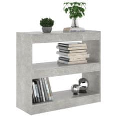 Vidaxl Knjižna omara/pregrada betonsko siva 80x30x72 cm