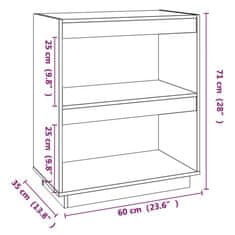 Vidaxl Knjižna omara 60x35x71 cm trdna borovina