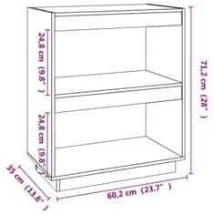 Vidaxl Knjižna omara siva 60x35x71 cm trdna borovina