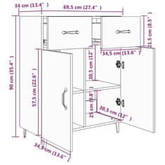 Vidaxl Komoda betonsko siva 69,5x34x90 cm inženirski les