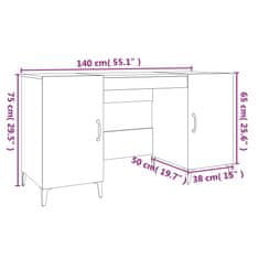 Vidaxl Pisalna miza dimljeni hrast 140x50x75 cm inženirski les