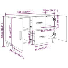 Vidaxl Komoda bela 100x36x60 cm inženirski les