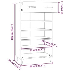 Vidaxl Omarica za čevlje bela 60x35x105 cm konstruiran les