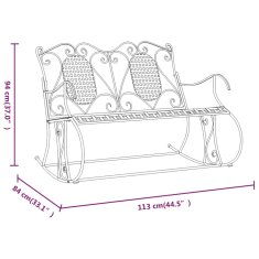 Vidaxl Gugalna klop za 2 osebi 113 cm črno jeklo